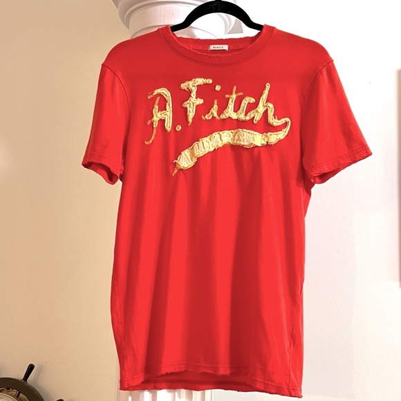 Retro Vintage Abercrombie & Fitch 3-D Spell out Logo Muscle T-Shirt Size Medium - Picture 1 of 10